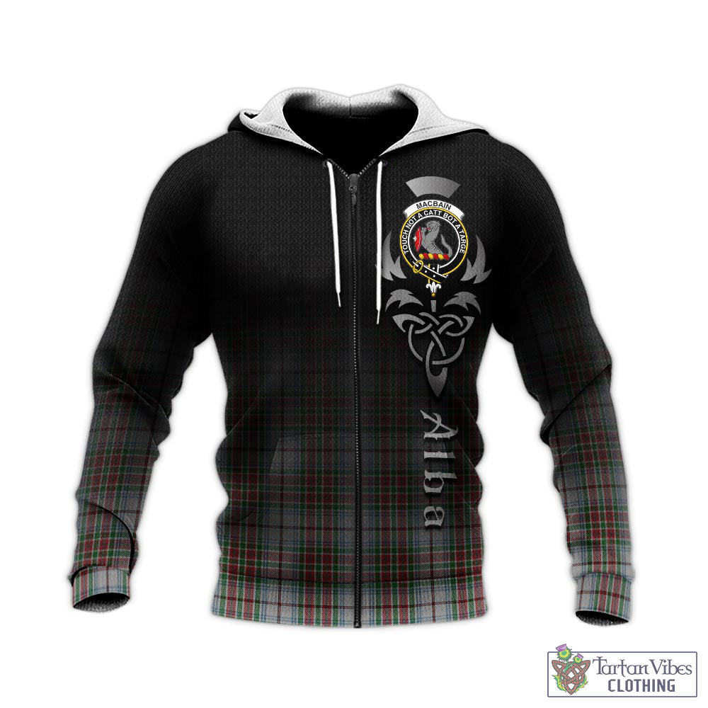 Tartan Vibes Clothing MacBain Dress Tartan Knitted Hoodie Featuring Alba Gu Brath Family Crest Celtic Inspired