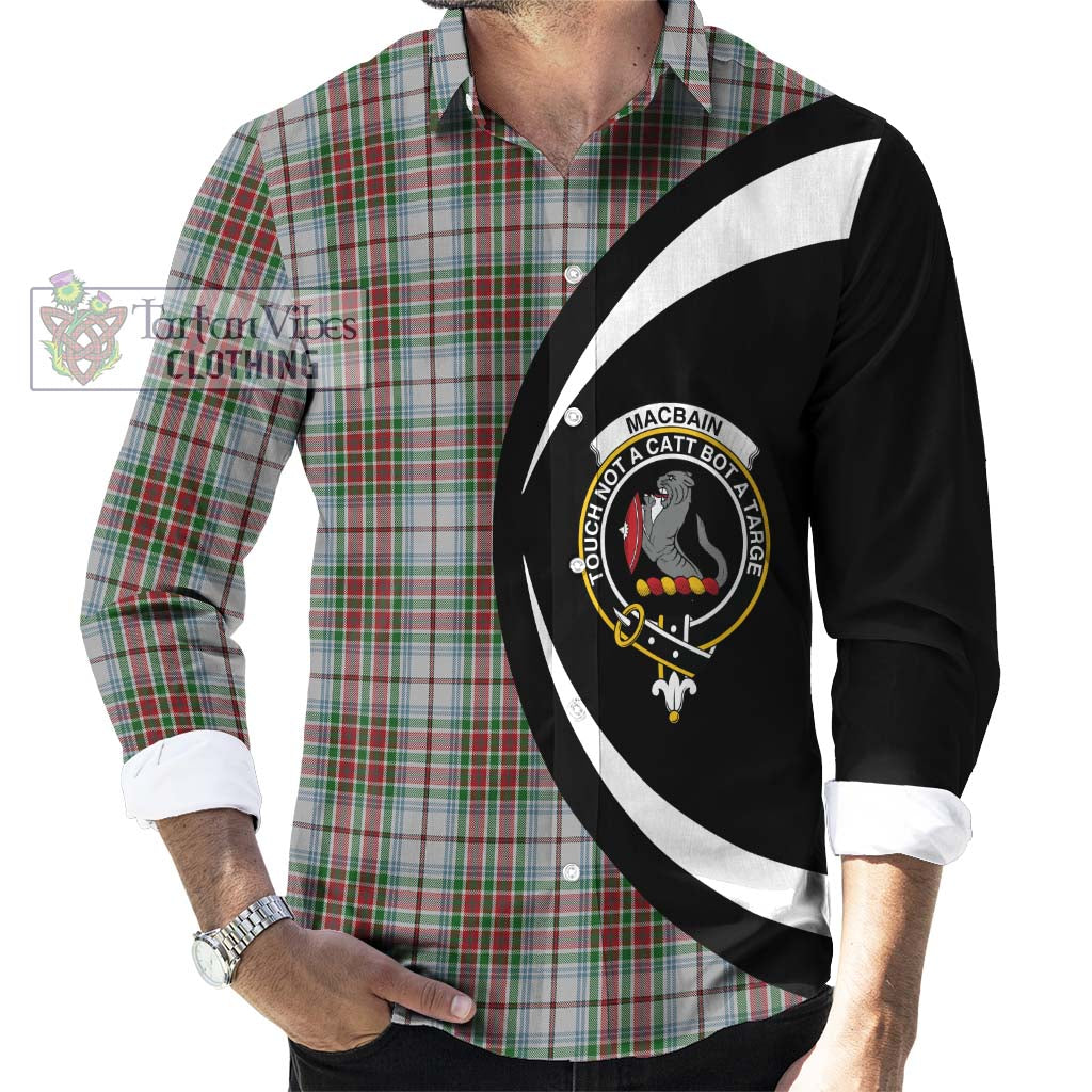 MacBain Dress Tartan Long Sleeve Button Up with Family Crest Circle Style - Tartan Vibes Clothing