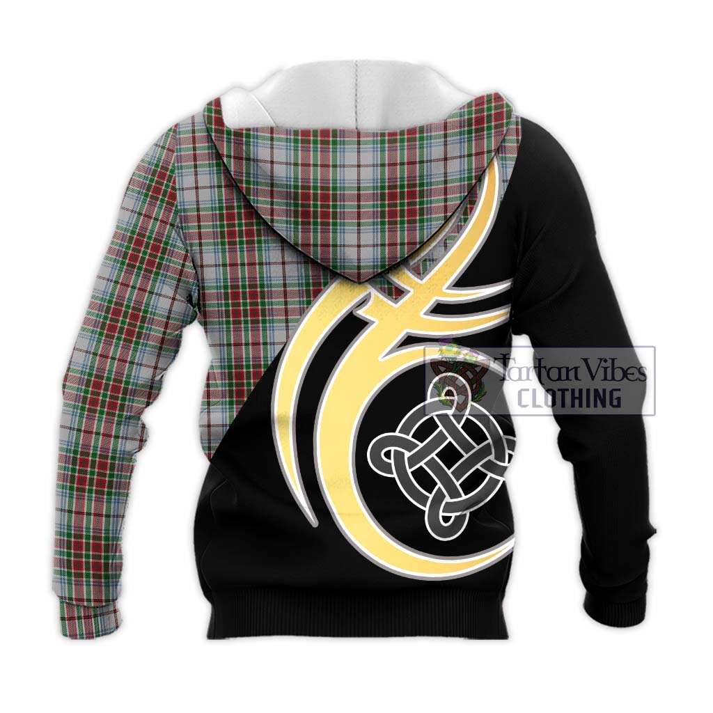 Tartan Vibes Clothing MacBain Dress Tartan Knitted Hoodie with Family Crest and Celtic Symbol Style