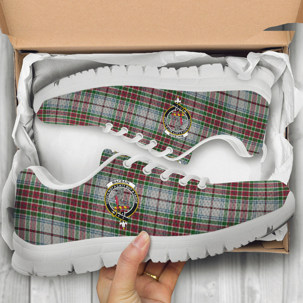 MacBain Dress Tartan Sneakers with Family Crest - Tartan Vibes Clothing