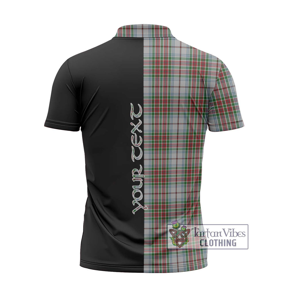 MacBain Dress Tartan Zipper Polo Shirt with Family Crest and Half Of Me Style - Tartanvibesclothing Shop