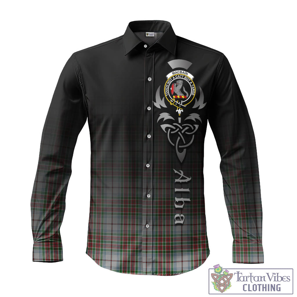 Tartan Vibes Clothing MacBain Dress Tartan Long Sleeve Button Up Featuring Alba Gu Brath Family Crest Celtic Inspired