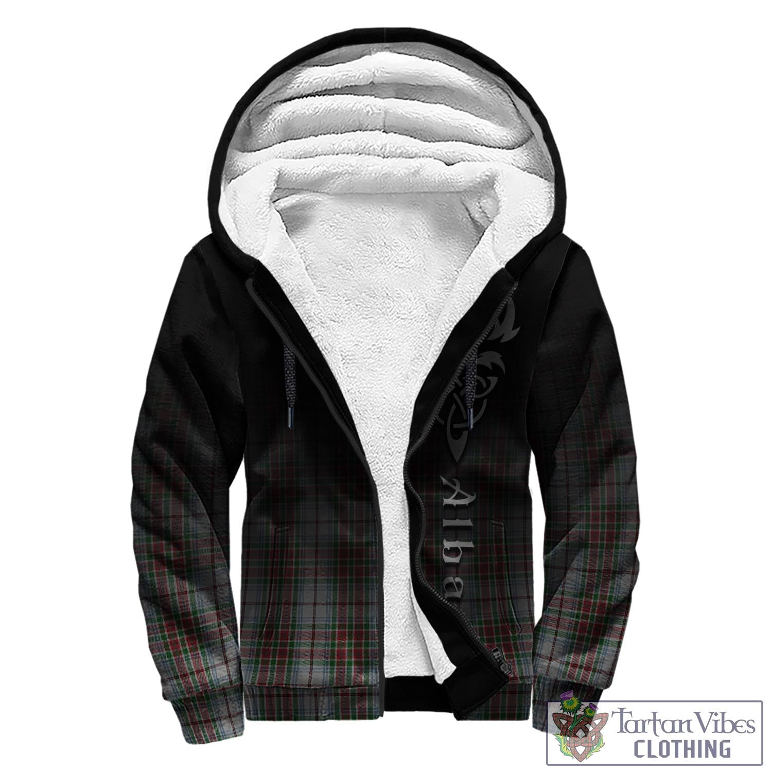 Tartan Vibes Clothing MacBain Dress Tartan Sherpa Hoodie Featuring Alba Gu Brath Family Crest Celtic Inspired