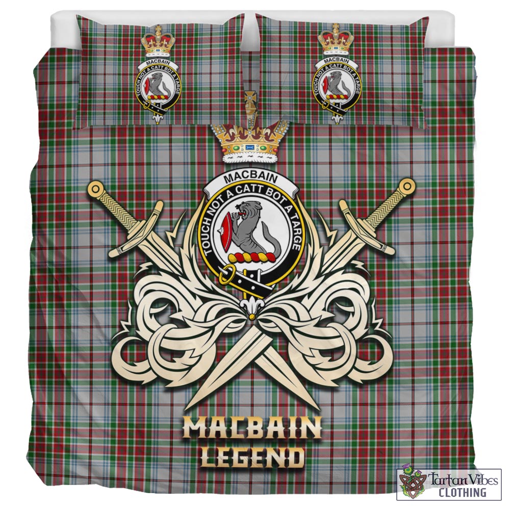 Tartan Vibes Clothing MacBain Dress Tartan Bedding Set with Clan Crest and the Golden Sword of Courageous Legacy
