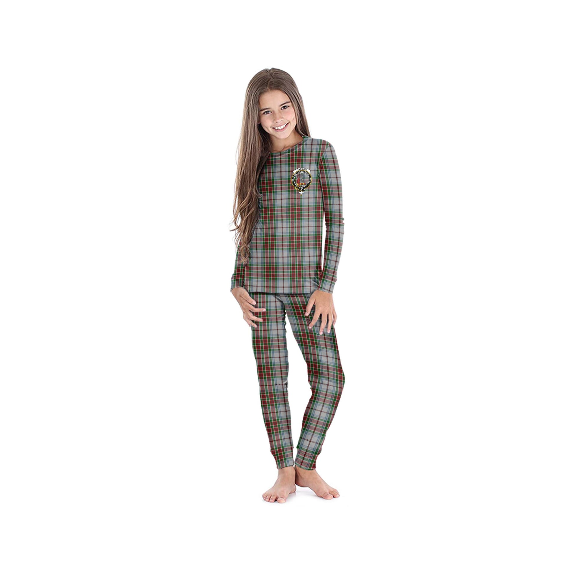 MacBain Dress Tartan Pajamas Family Set with Family Crest - Tartanvibesclothing