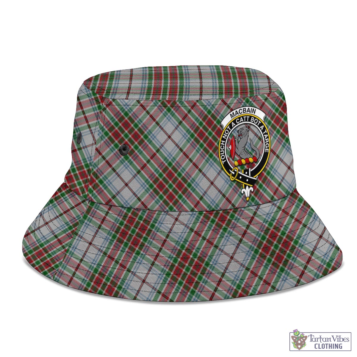 Tartan Vibes Clothing MacBain Dress Tartan Bucket Hat with Family Crest