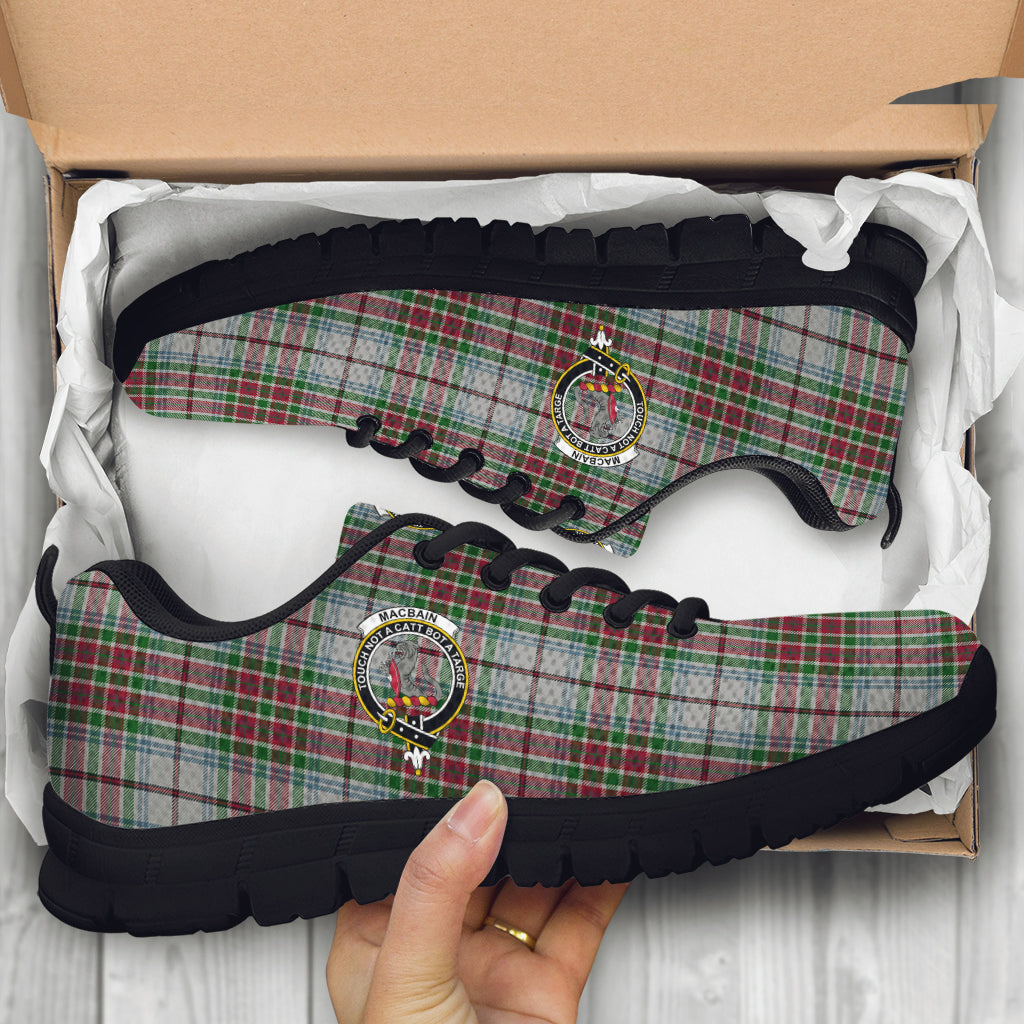 MacBain Dress Tartan Sneakers with Family Crest - Tartan Vibes Clothing