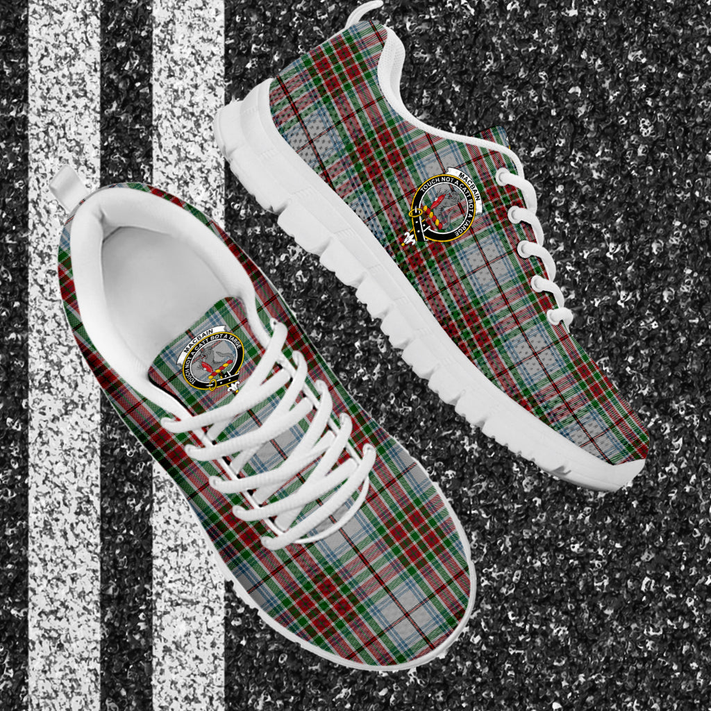 MacBain Dress Tartan Sneakers with Family Crest - Tartan Vibes Clothing