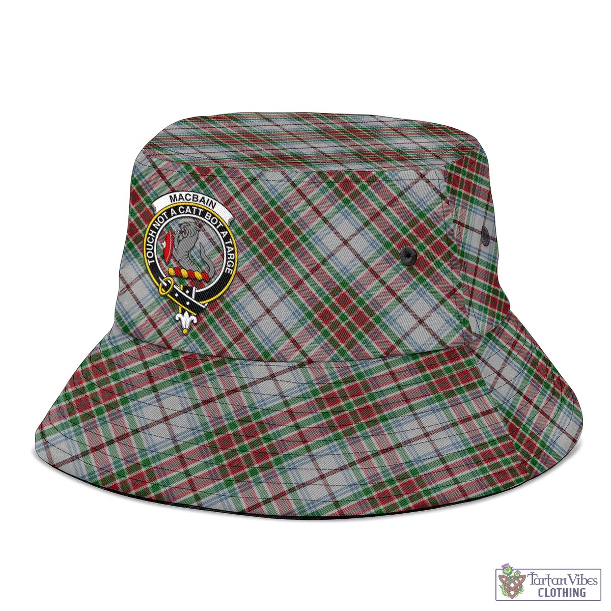 Tartan Vibes Clothing MacBain Dress Tartan Bucket Hat with Family Crest