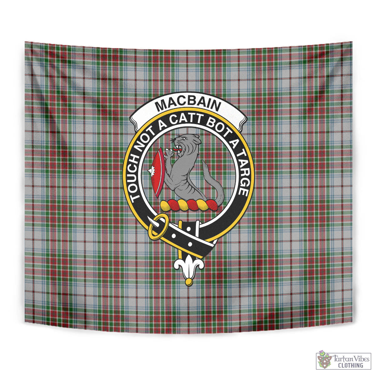 Tartan Vibes Clothing MacBain Dress Tartan Tapestry Wall Hanging and Home Decor for Room with Family Crest