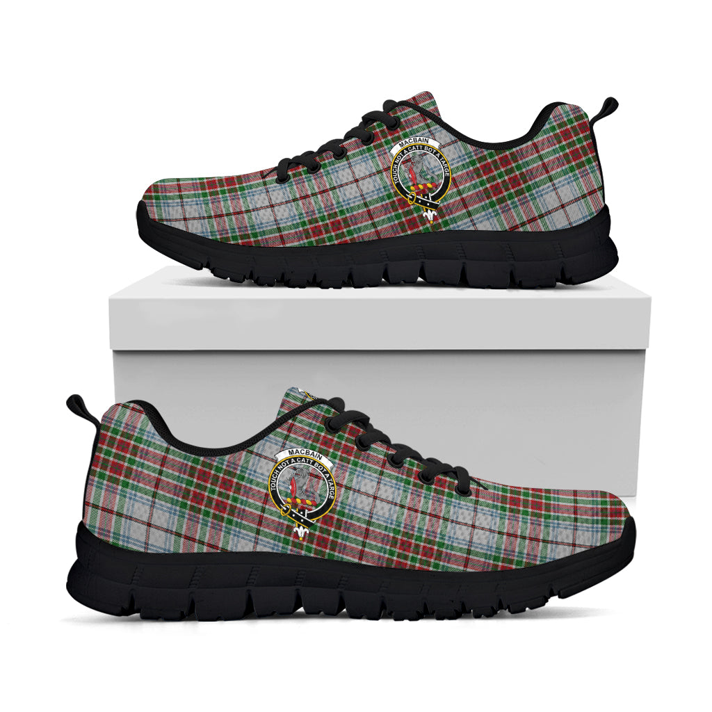 MacBain Dress Tartan Sneakers with Family Crest - Tartan Vibes Clothing