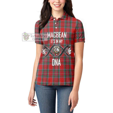 MacBean (MacBain) Tartan Women's Polo Shirt with Family Crest DNA In Me Style Women - Tartan Vibes Clothing