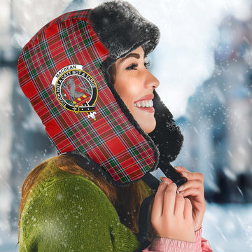 MacBean (MacBain) Tartan Winter Trapper Hat with Family Crest Winter Trapper Hat Universal Fit Circumference 22.8in (58cm) - Tartan Vibes Clothing