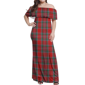 MacBean (MacBain) Tartan Off Shoulder Long Dress