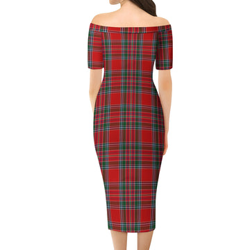 MacBean (MacBain) Tartan Off Shoulder Lady Dress - Tartan Vibes Clothing