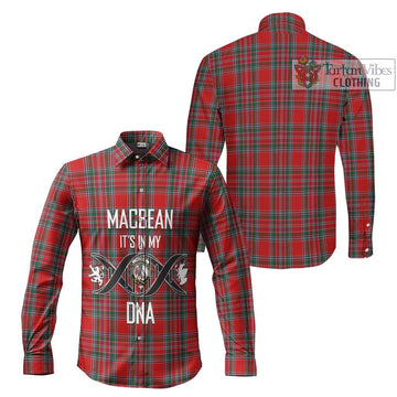 MacBean (MacBain) Tartan Long Sleeve Button Shirt with Family Crest DNA In Me Style Men's Shirt - Tartan Vibes Clothing