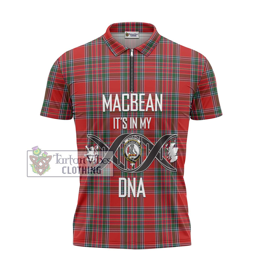 MacBean (MacBain) Tartan Zipper Polo Shirt with Family Crest DNA In Me Style - Tartan Vibes Clothing