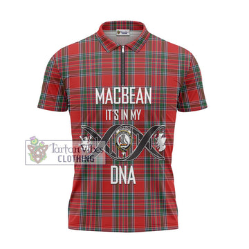 MacBean (MacBain) Tartan Zipper Polo Shirt with Family Crest DNA In Me Style - Tartan Vibes Clothing