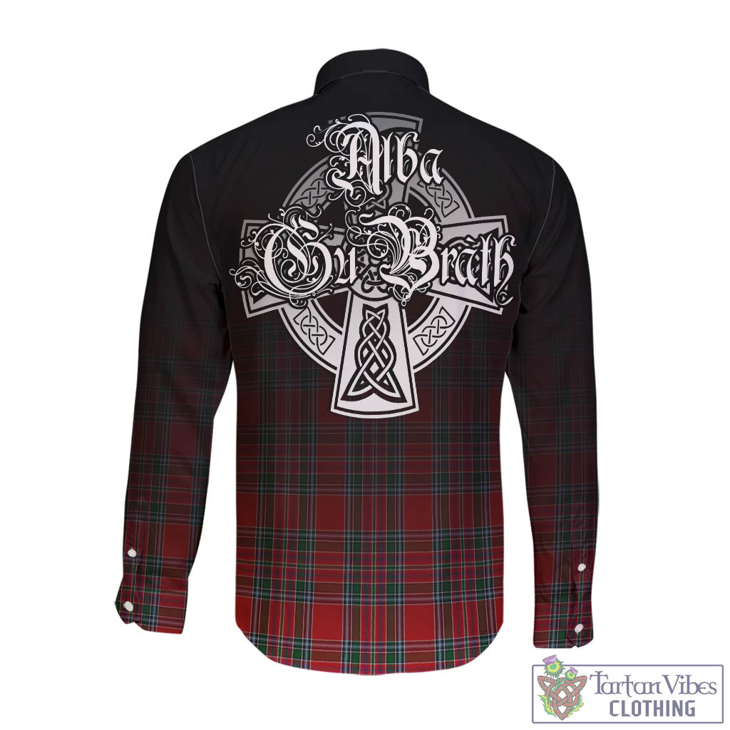 Tartan Vibes Clothing MacBean Tartan Long Sleeve Button Up Featuring Alba Gu Brath Family Crest Celtic Inspired