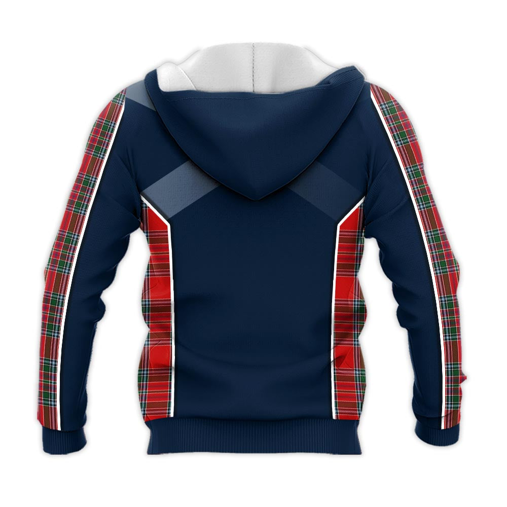 Tartan Vibes Clothing MacBean Tartan Knitted Hoodie with Family Crest and Scottish Thistle Vibes Sport Style