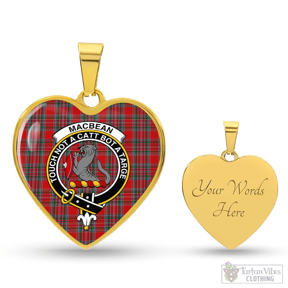 MacBean (MacBain) Tartan Heart Necklace with Family Crest Luxury Necklace (Gold) Yes - Tartan Vibes Clothing