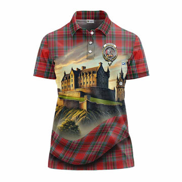 MacBean (MacBain) Tartan Family Crest Women's Polo Shirt with Scottish Ancient Castle Style Women - Tartan Vibes Clothing