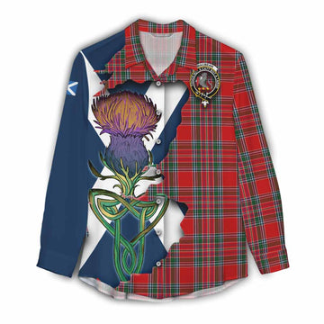MacBean (MacBain) Tartan Family Crest Women's Casual Shirt Scottish Thistle Celtic Inspired Female - Tartan Vibes Clothing