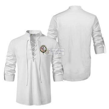 MacBean (MacBain) Clan Crest Ghillie Kilt Shirt Men White - 2D-tartanvibesclothing