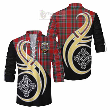 MacBean (MacBain) Tartan Ghillie Kilt Shirt with Family Crest and Celtic Symbol Style Men - Tartan Vibes Clothing