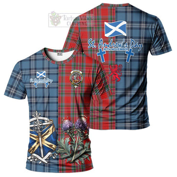 MacBean (MacBain) Tartan T-Shirt Happy St. Andrew's Day Half Tartan Style Kid's Shirt - Tartan Vibes Clothing