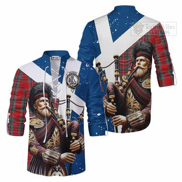 MacBean (MacBain) Tartan Ghillie Kilt Shirt with Family Crest Scottish Bagpiper Vibes Men - Tartan Vibes Clothing