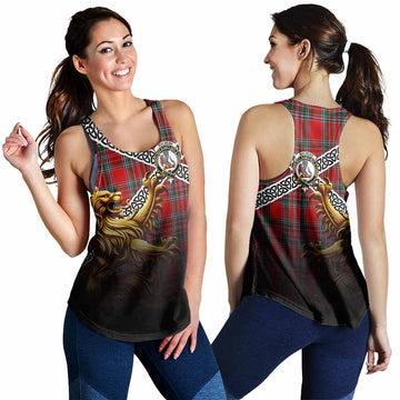MacBean (MacBain) Crest Tartan Women's Racerback Tanks with Golden Lion Emblem Celtic Style 4XL - Tartan Vibes Clothing