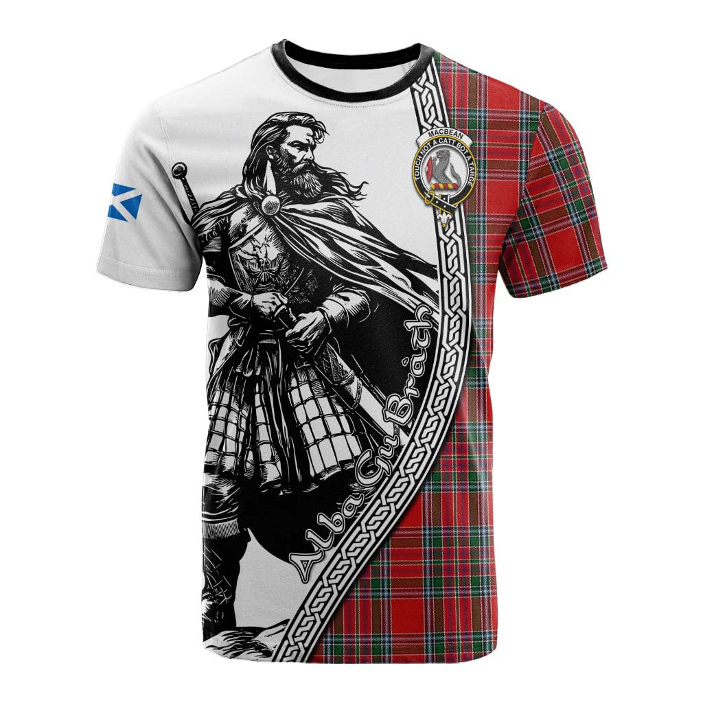 MacBean (MacBain) Tartan Clan Crest Cotton T-shirt with Highlander Warrior Celtic Style Kid's Shirt - Tartan Vibes Clothing