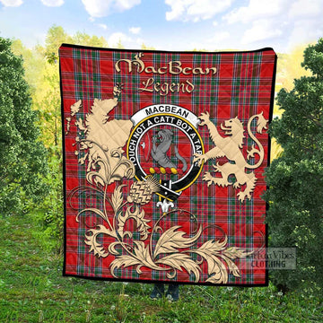 MacBean (MacBain) Tartan Quilt with Family Crest and Scottish Symbol Style Super King Quilt 91" x 110" - Tartan Vibes Clothing