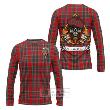 MacBean (MacBain) Tartan Long Sleeve T-Shirt with Family Crest and Bearded Skull Holding Bottles of Whiskey Unisex - Tartan Vibes Clothing