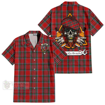 MacBean (MacBain) Tartan Hawaiian Shirt with Family Crest and Bearded Skull Holding Bottles of Whiskey Kid - Tartan Vibes Clothing
