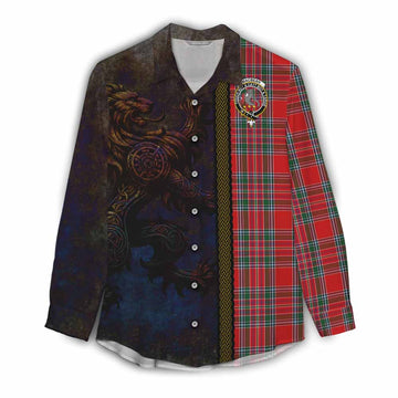 MacBean (MacBain) Tartan Family Crest Women's Casual Shirt Alba Gu Brath Be Brave Lion Ancient Style Female - Tartan Vibes Clothing