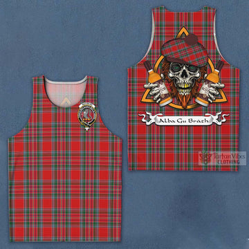 MacBean (MacBain) Tartan Men's Tank Top with Family Crest and Bearded Skull Holding Bottles of Whiskey Men - Tartan Vibes Clothing