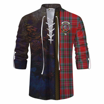 MacBean (MacBain) Tartan Family Crest Ghillie Kilt Shirt Alba Gu Brath Be Brave Lion Ancient Style Men - Tartan Vibes Clothing
