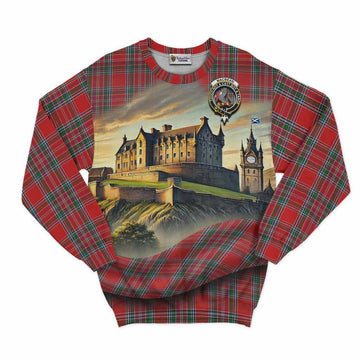 MacBean (MacBain) Tartan Family Crest Sweatshirt with Scottish Ancient Castle Style Unisex - Tartan Vibes Clothing