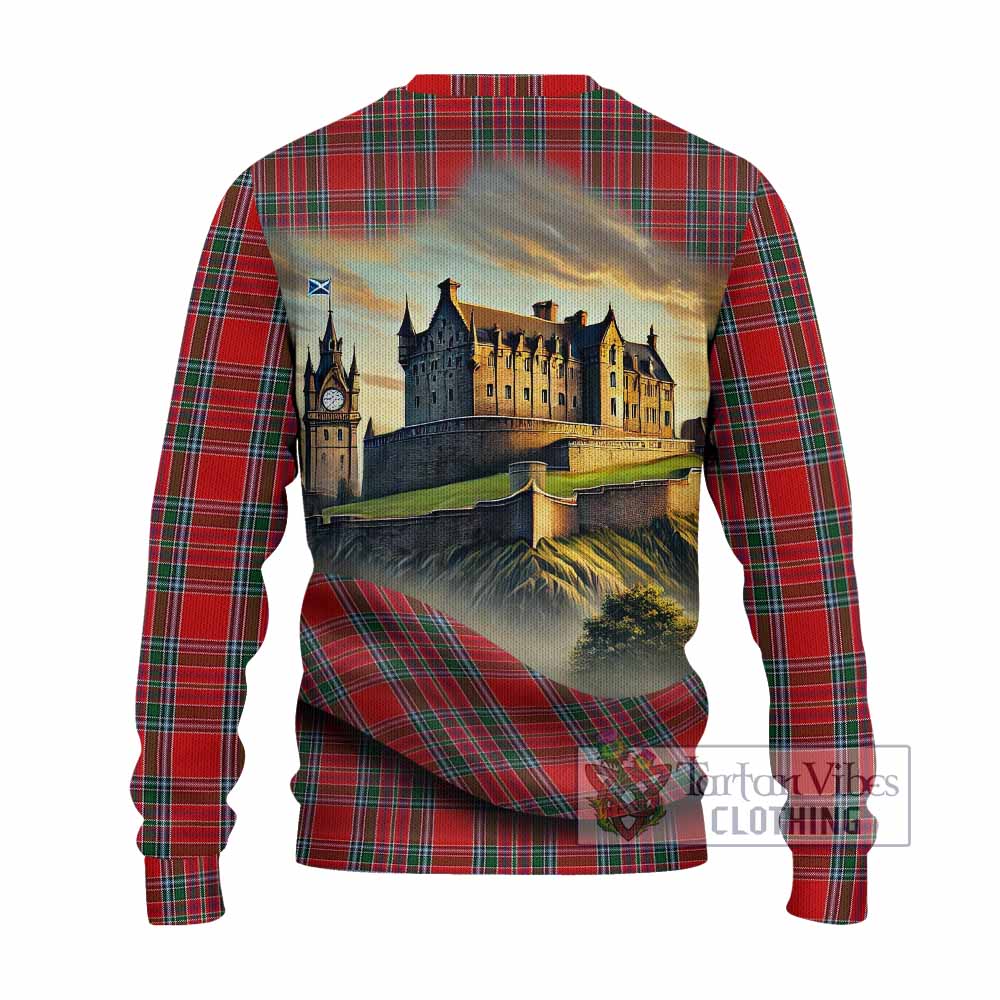 MacBean (MacBain) Tartan Family Crest Knitted Sweater with Scottish Ancient Castle Style - Tartan Vibes Clothing