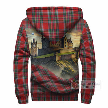 MacBean (MacBain) Tartan Family Crest Sherpa Hoodie with Scottish Ancient Castle Style - Tartan Vibes Clothing