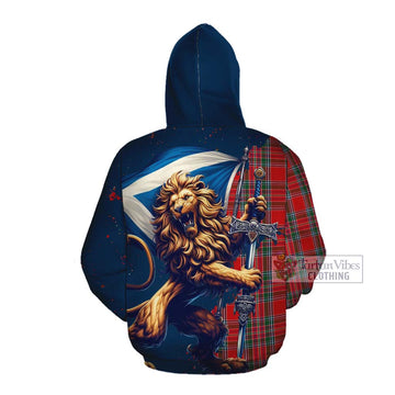 MacBean (MacBain) Tartan Family Crest Cotton Hoodie with Scottish Majestic Lion Pullover Hoodie - Tartan Vibes Clothing