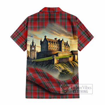 MacBean (MacBain) Tartan Family Crest Hawaiian Shirt with Scottish Ancient Castle Style - Tartan Vibes Clothing