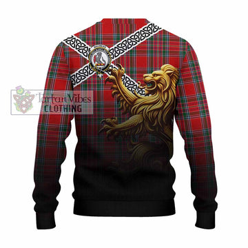 MacBean (MacBain) Crest Tartan Knitted Sweater with Golden Lion Emblem Celtic Style - Tartan Vibes Clothing