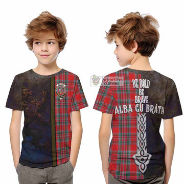 MacBean (MacBain) Tartan Family Crest Kid T-Shirt Alba Gu Brath Be Brave Lion Ancient Style - Tartan Vibes Clothing