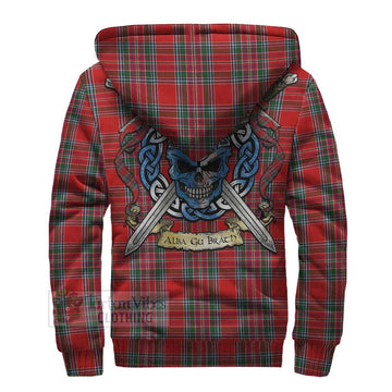 MacBean (MacBain) Tartan Sherpa Hoodie with Family Crest Celtic Skull Style - Tartan Vibes Clothing