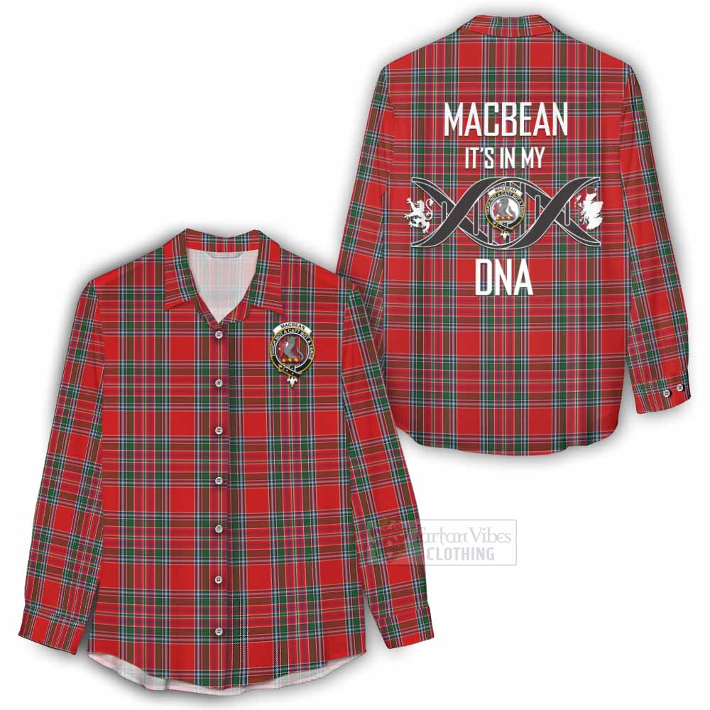 Tartan Vibes Clothing MacBean (MacBain) Tartan Women's Casual Shirt with Family Crest DNA In Me Style