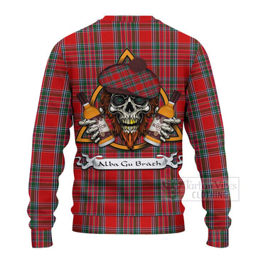 MacBean (MacBain) Tartan Ugly Sweater with Family Crest and Bearded Skull Holding Bottles of Whiskey - Tartan Vibes Clothing
