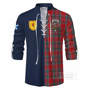 MacBean (MacBain) Tartan Ghillie Kilt Shirt Alba with Scottish Lion Royal Arm Half Style - Tartan Vibes Clothing